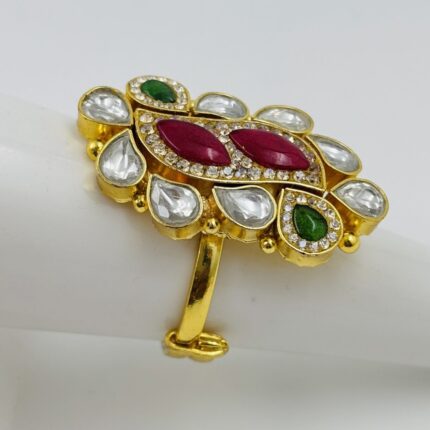 925 Silver Gold Plated Kundan Ring – New Design